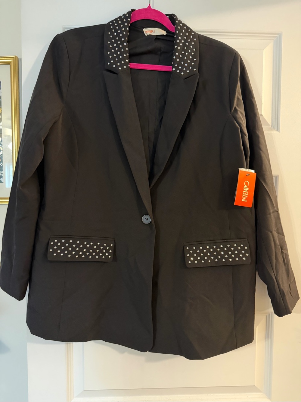 Intimo Black Stud-Trim Blazer Jacket